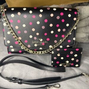 Kate Spade Carson Convertible Crossbody & Matching Card Wallet – Glimmer Dot
